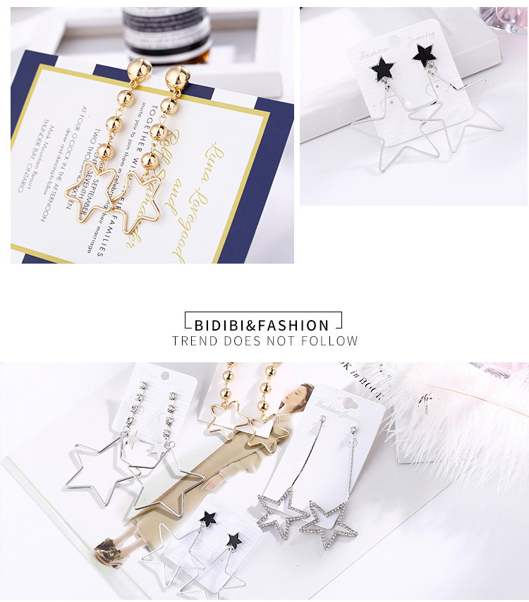 Fashion Silver Color Stars Shape Decorated Pure Color Earrings,Drop Earrings