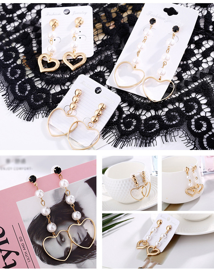 Fashion Gold Color Heart Shape Decorated Pure Color Earrings,Drop Earrings