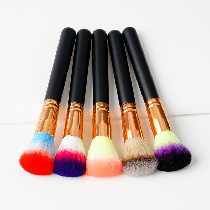 Fashion Dark Blue+pink Round Shape Decorated Makeup Brush(1pc),Beauty tools