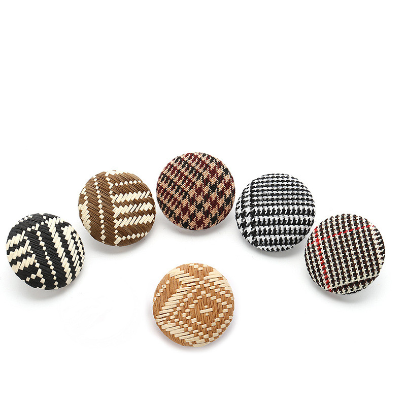 Fashion Khaki+black Grid Pattern Decorated Earrings,Clip & Cuff Earrings