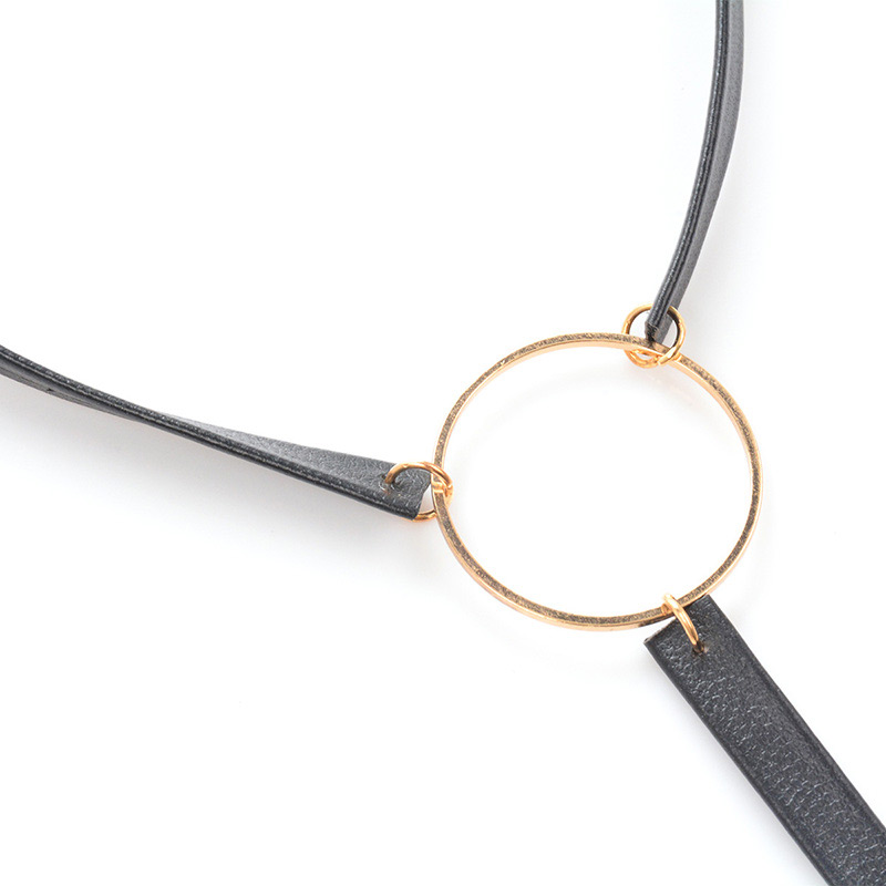 Elegant Black Circular Ring Decorated Simple Choker,Multi Strand Necklaces