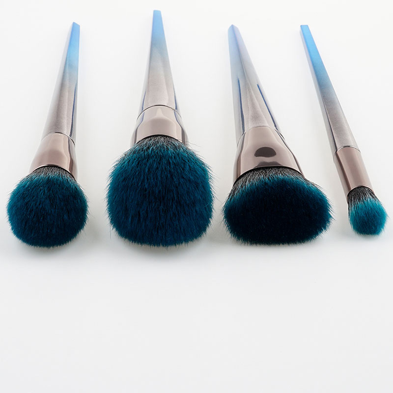 Fashion Blue+black Color Matching Decorated Makeup Brush(4pcs),Beauty tools