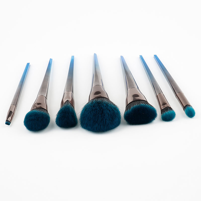 Fashion Blue+black Color Matching Decorated Makeup Brush(7pcs),Beauty tools