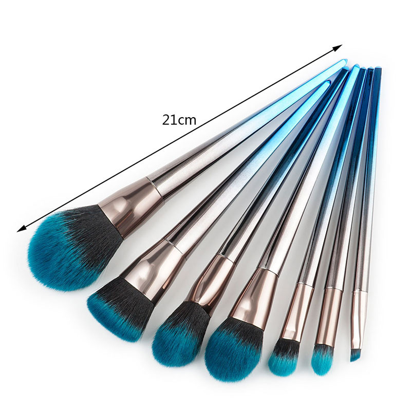 Fashion Blue+black Color Matching Decorated Makeup Brush(7pcs),Beauty tools