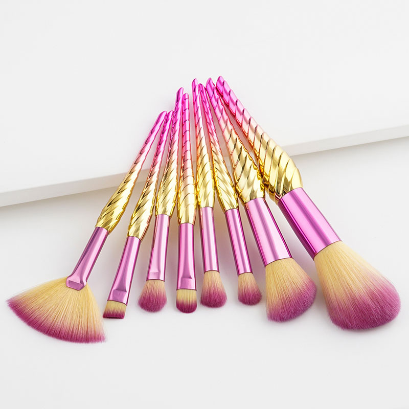 Fashion Yellow+pink Sector Shape Decorated Makeup Brush(8pcs),Beauty tools
