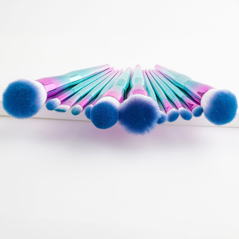 Fashion Blue+pink Round Shape Decorated Makeup Brush(12pcs),Beauty tools