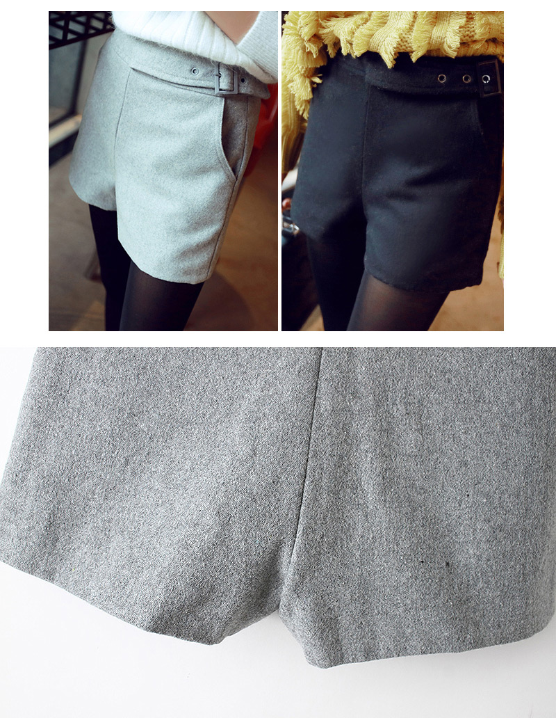 Fashion Gray Pure Color Decorated Simple Shorts,Shorts