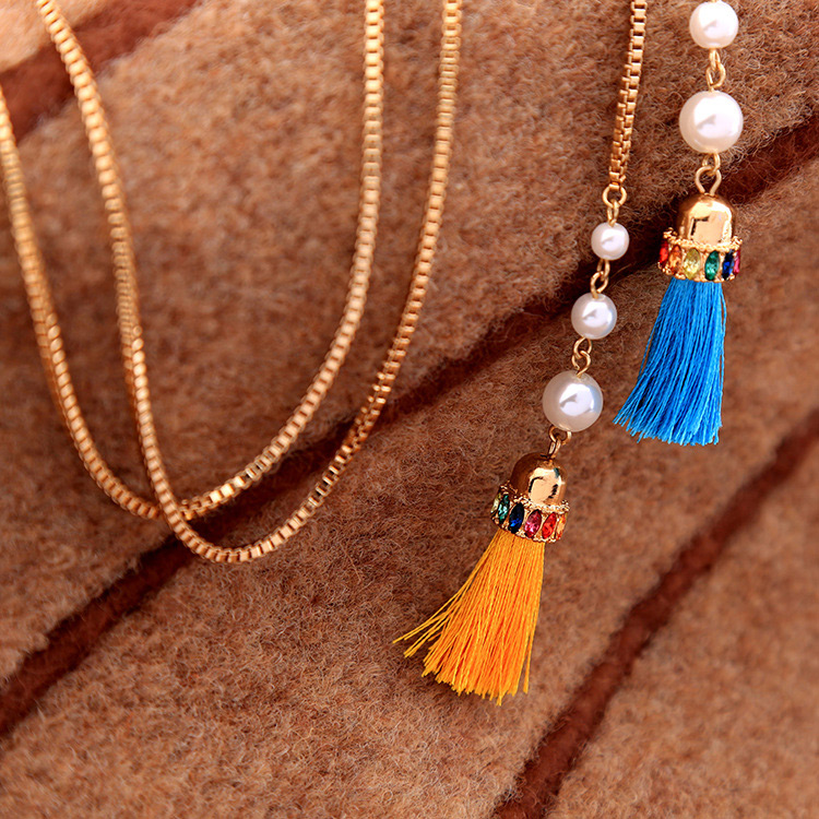 Fashion Gold Color Tassel Pendant Decorated Long Earrings,Thin Scaves