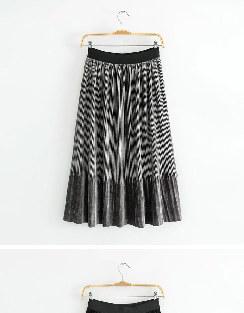Trendy Black Stripe Pattern Design Long Skirt,Skirts