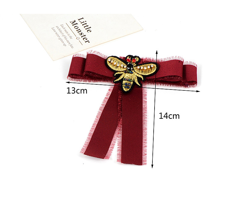 Trendy Claret Red Bee Decorated Bowknot Design Brooch,Korean Brooches