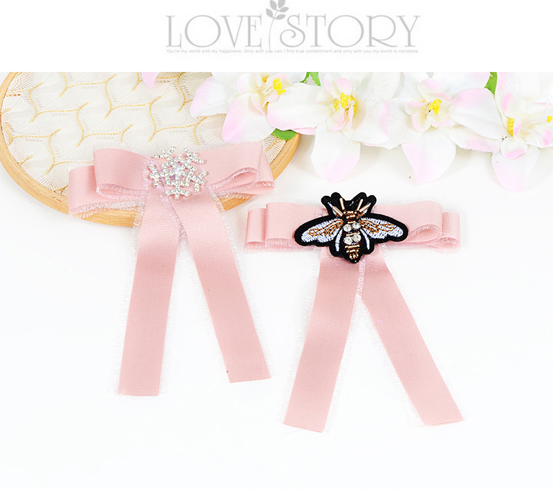 Trendy Pink Bee Decorated Bowknot Design Brooch,Korean Brooches