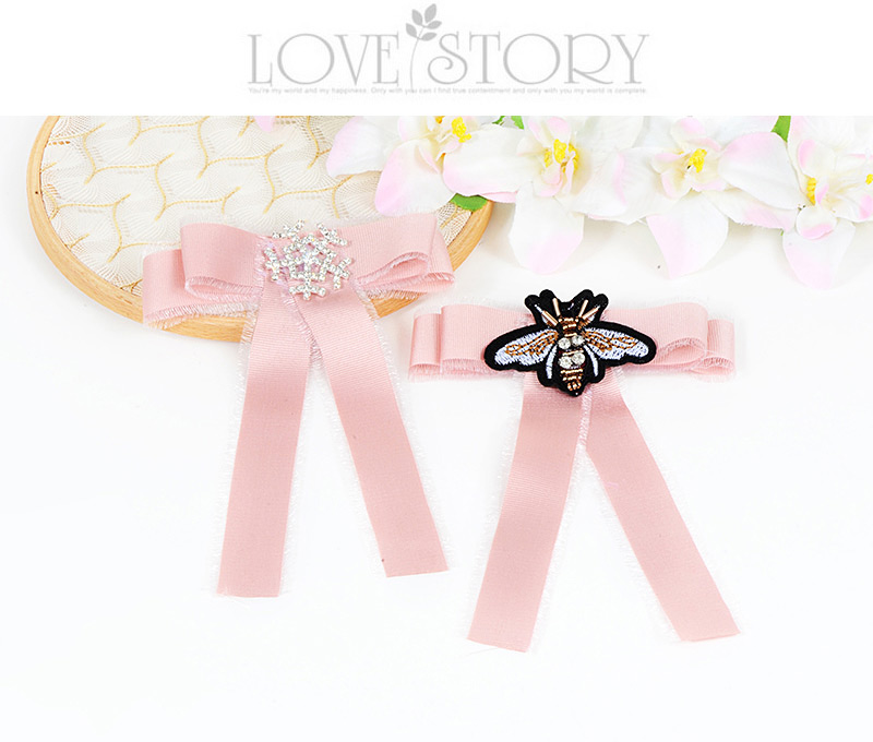 Trendy Pink Snowflake Decorated Bowknot Design Brooch,Korean Brooches