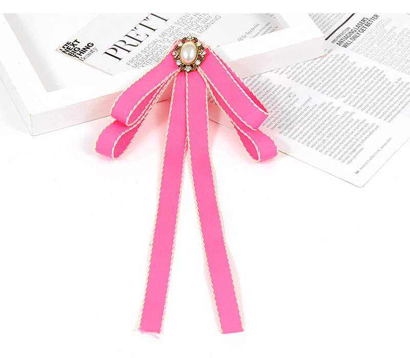 Trendy Pink Pearl Decorated Bowknot Design Brooch,Korean Brooches