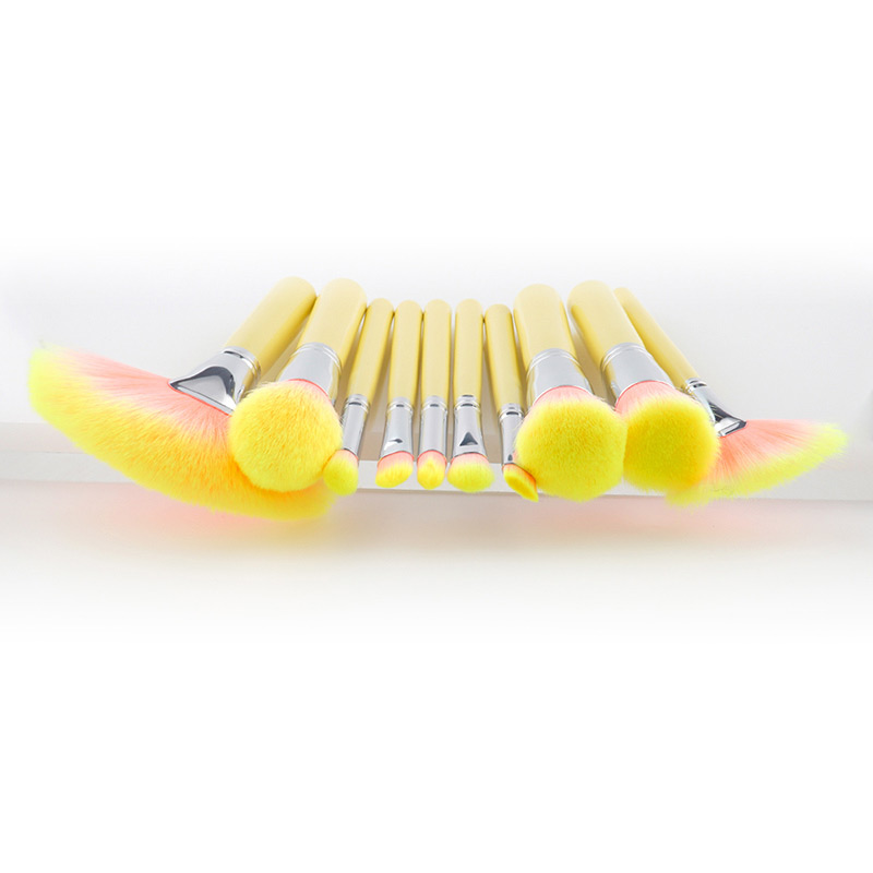 Fashion Yellow Sector Shape Decorated Makeup Brush(10pcs),Beauty tools