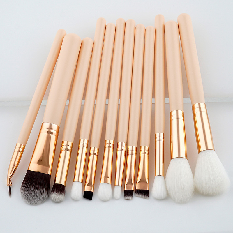 Fashion Beige Round Shape Decorated Makeup Brush(12pcs),Beauty tools