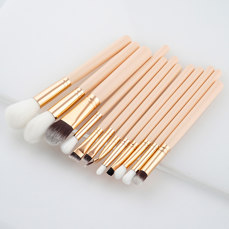Fashion Beige Round Shape Decorated Makeup Brush(12pcs),Beauty tools