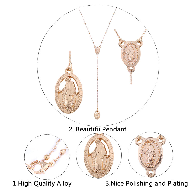 Fashion Gold Color Relief Pendant Decorated Long Necklace,Multi Strand Necklaces