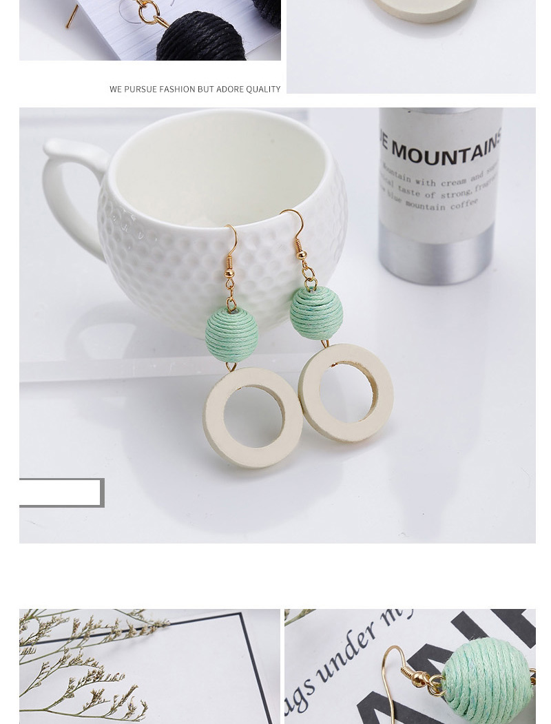Elegant Light Green Hollow Out Round Shape Decorated Earrings,Drop Earrings