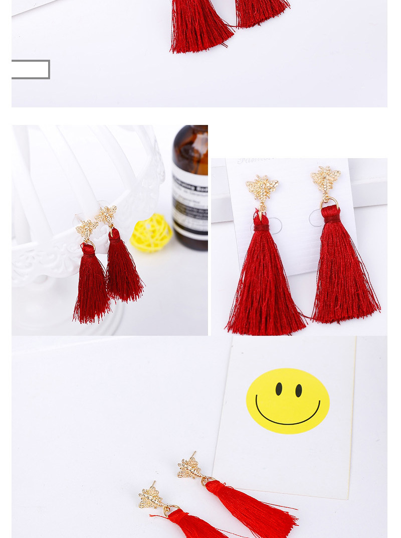 Bohemia Red Butterfly Shape Decorated Tassel Earrings,Drop Earrings