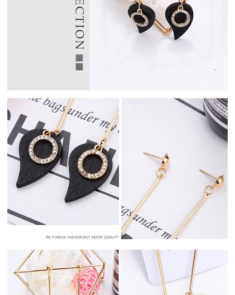 Fashion Black Round &leaf Shape Decorated Earrings,Drop Earrings