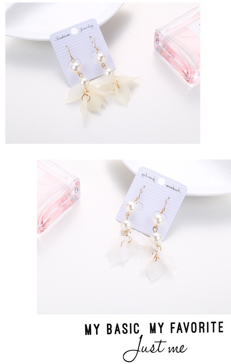 Elegant Beige Flower Shape Decorated Earrings,Drop Earrings