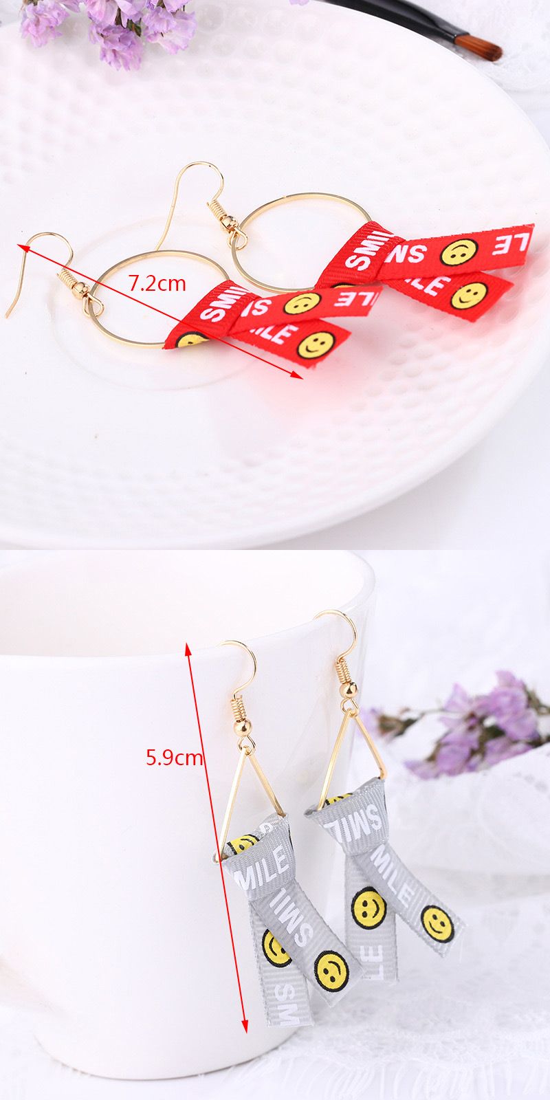 Fashion Gray Smile Face Decorated Earrings,Drop Earrings