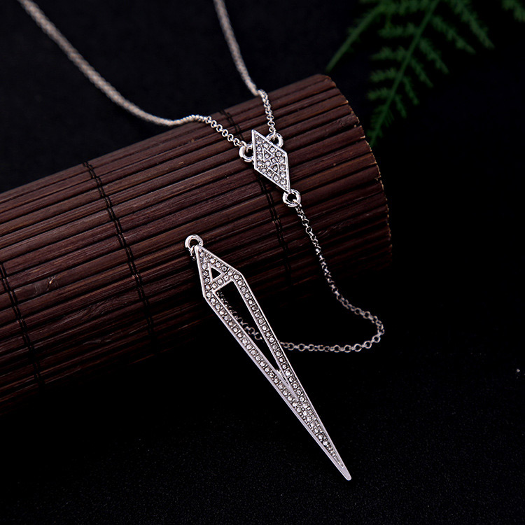 Elegant Silver Color Triangle Shape Decorated Necklace,Multi Strand Necklaces