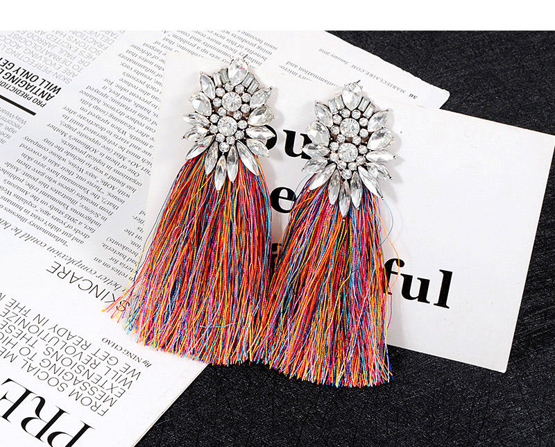 Bohemia Multi-color Hollow Out Decorated Tassel Earrings,Drop Earrings