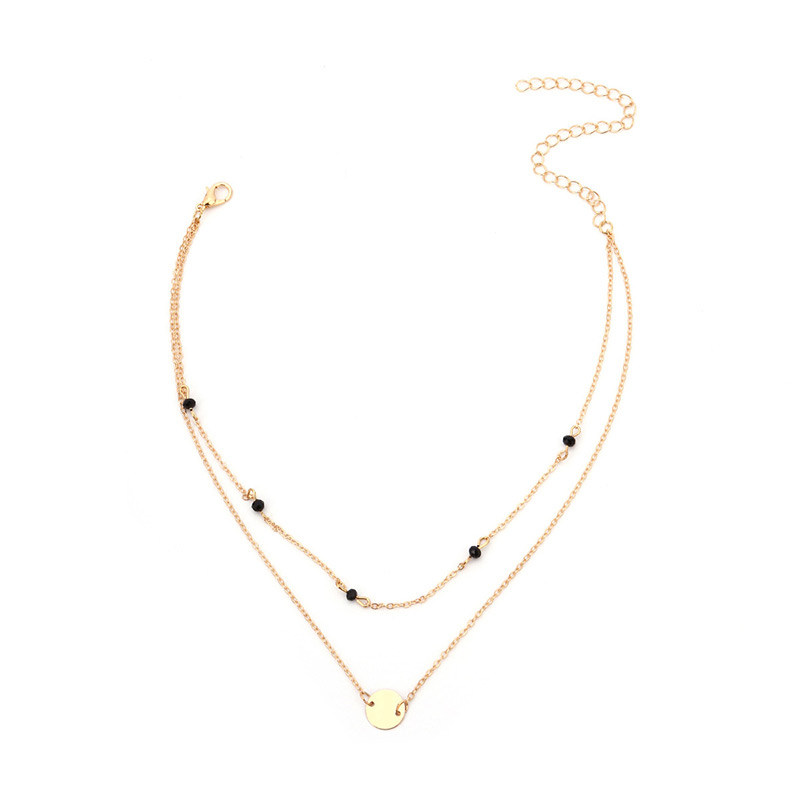 Fashion Gold Color Metal Round Shape Decorated Double-layer Necklace,Multi Strand Necklaces