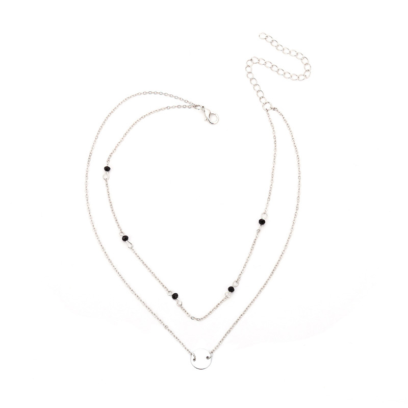 Fashion Silver Color Metal Round Shape Decorated Double-layer Necklace,Multi Strand Necklaces