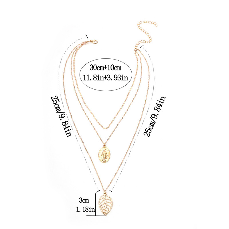 Fashion Gold Color Hollow Out Leaf Shape Decorated Multilayer Necklace,Multi Strand Necklaces