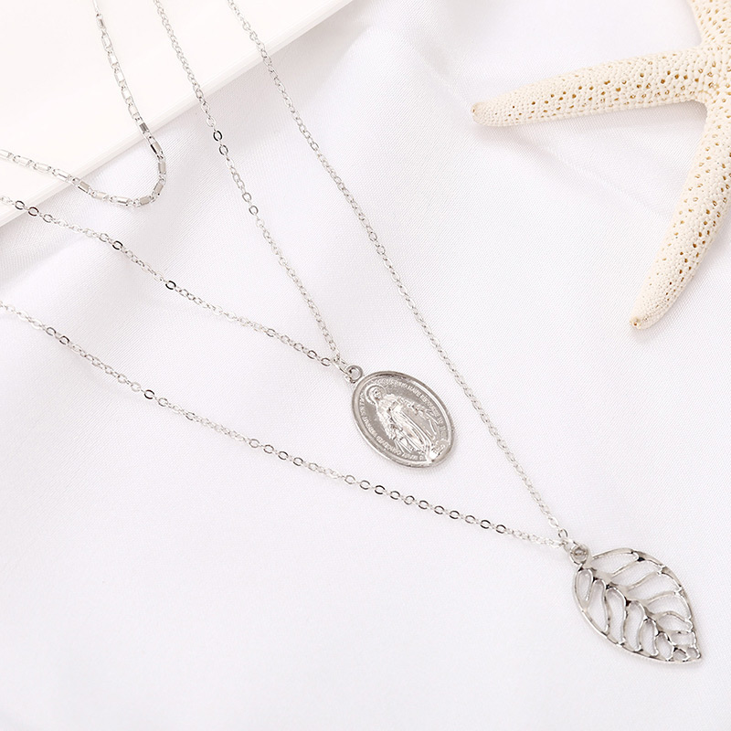 Fashion Silver Color Hollow Out Leaf Shape Decorated Multilayer Necklace,Multi Strand Necklaces