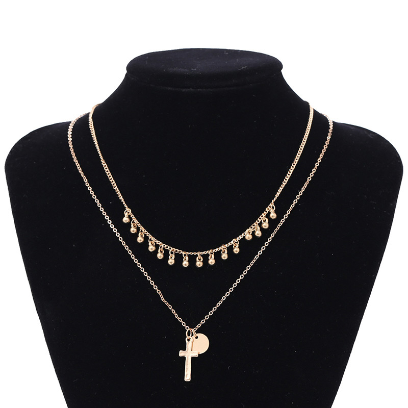 Fashion Silver Color Metal Cross Shape Decorated Necklace,Multi Strand Necklaces