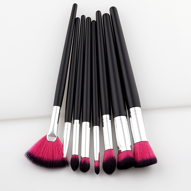 Fashion Black+plum-red Fan Shape Decorated Brushes (8pcs),Beauty tools
