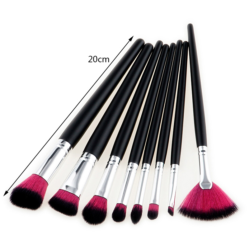 Fashion Black+plum-red Fan Shape Decorated Brushes (8pcs),Beauty tools