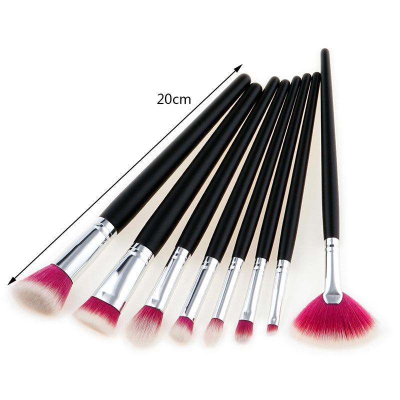 Fashion White+plum-red Fan Shape Decorated Brushes (8pcs),Beauty tools