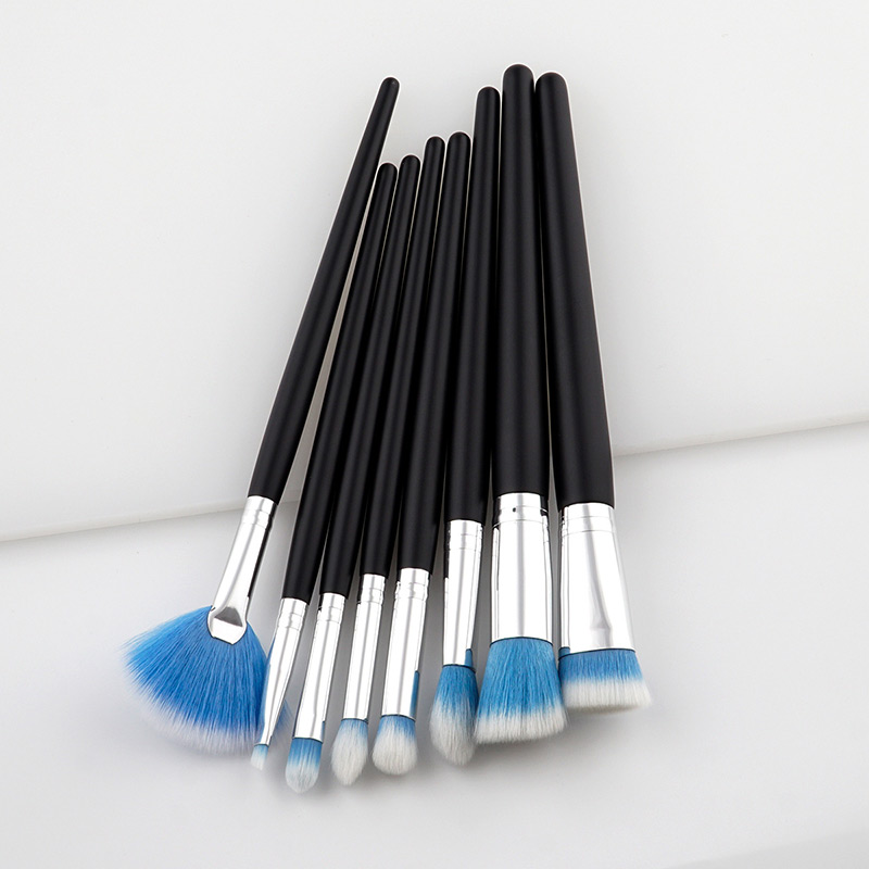 Fashion White+blue Fan Shape Decorated Brushes (8pcs),Beauty tools