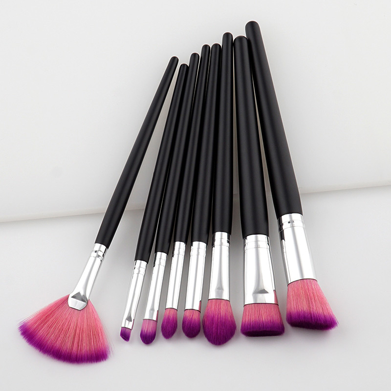 Fashion Pink+purple Fan Shape Decorated Brushes (8pcs),Beauty tools
