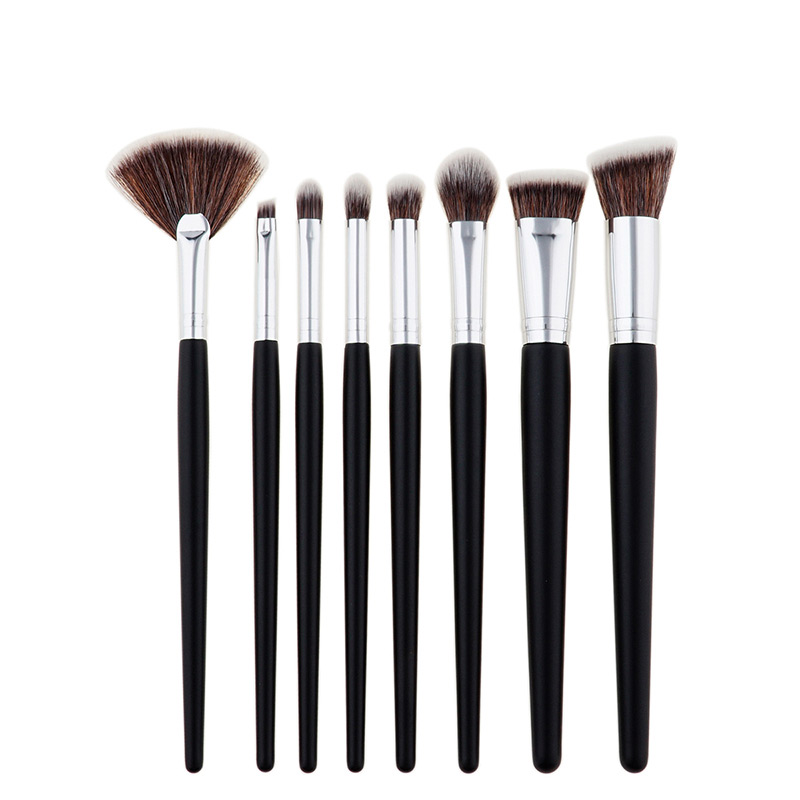 Fashion White+brown Fan Shape Decorated Brushes (8pcs),Beauty tools