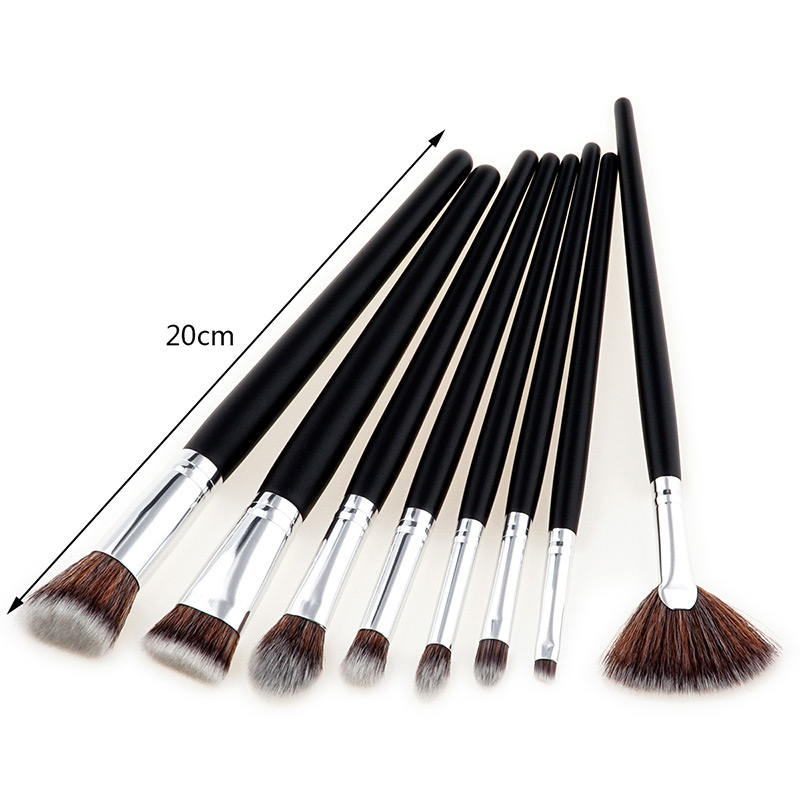 Fashion White+brown Fan Shape Decorated Brushes (8pcs),Beauty tools