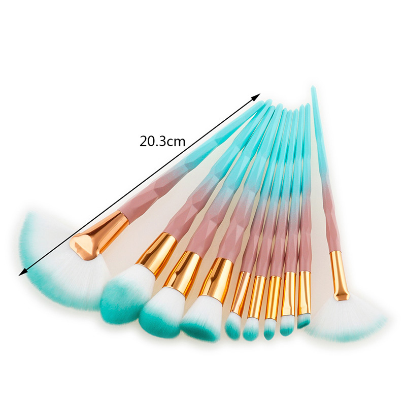 Fashion Blue+white Color-matching Decorated Brushes (10pcs),Beauty tools