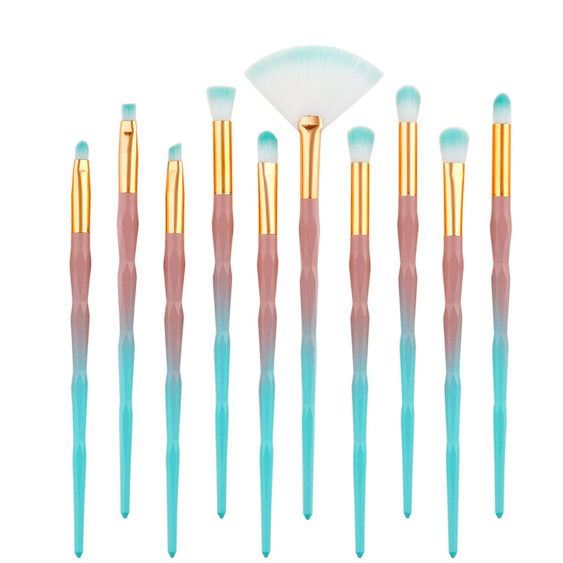 Fashion Blue+white Color-matching Decorated Brushes (10pcs),Beauty tools