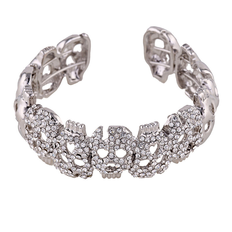 Elegant Silver Color Skull Shape Decorated Opening Bracelet,Fashion Bangles