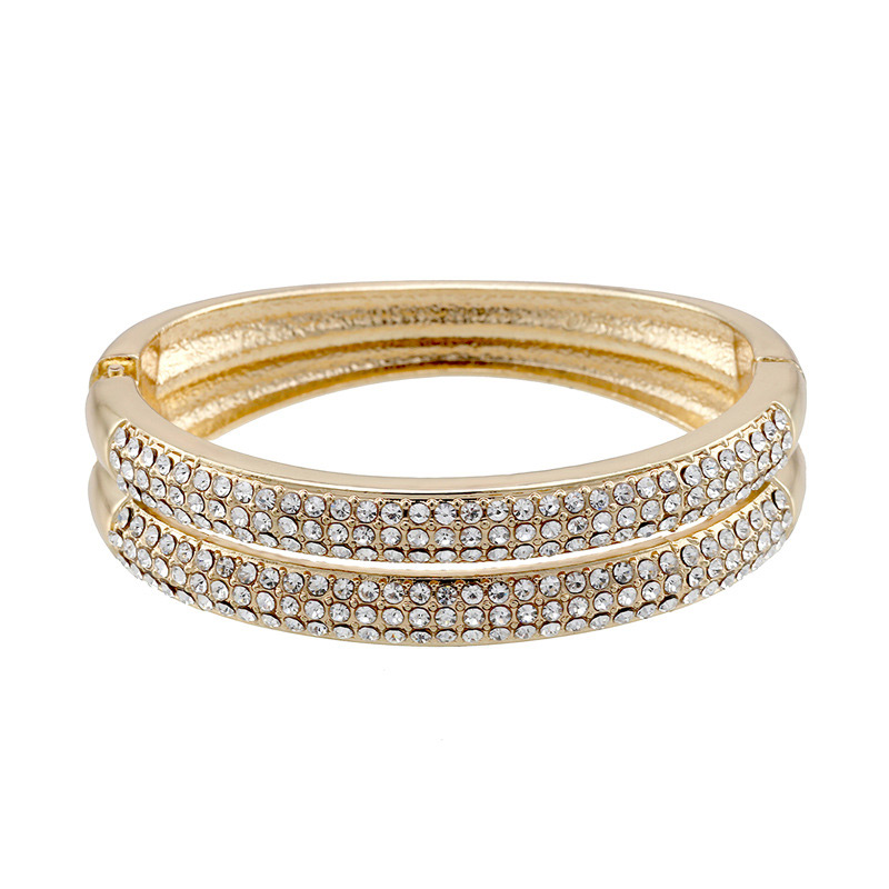 Elegant Silver Color Round Shape Diamond Decorated Double Layer Bracelet,Fashion Bangles