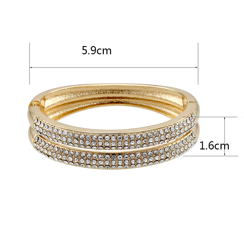 Elegant Silver Color Round Shape Diamond Decorated Double Layer Bracelet,Fashion Bangles