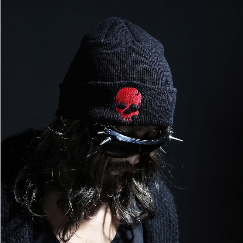 Personality Black Skull Shape Decorated Cap,Knitting Wool Hats