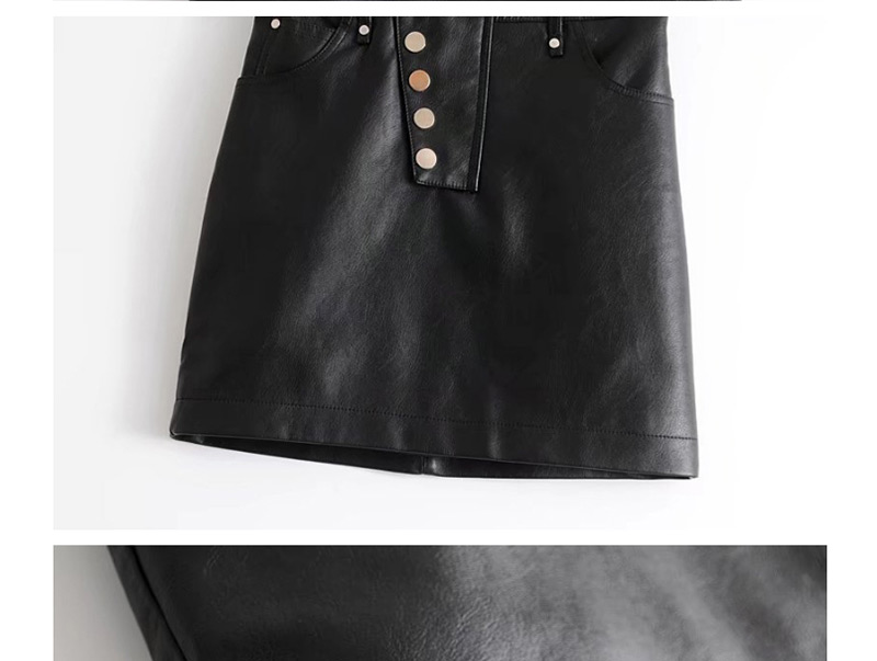 Elegant Black Rivet Decorated Skirt,Skirts