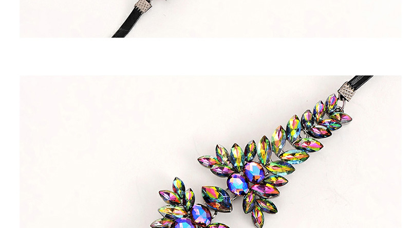 Vintage Multi-color Oval Shape Decorated Choker,Multi Strand Necklaces