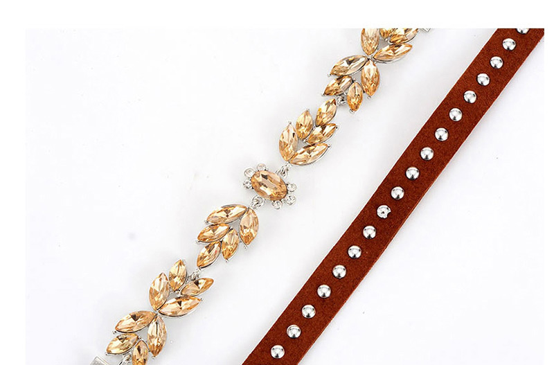 Vintage Brown Rivet Shape Decorated Double Layer Choker,Chokers
