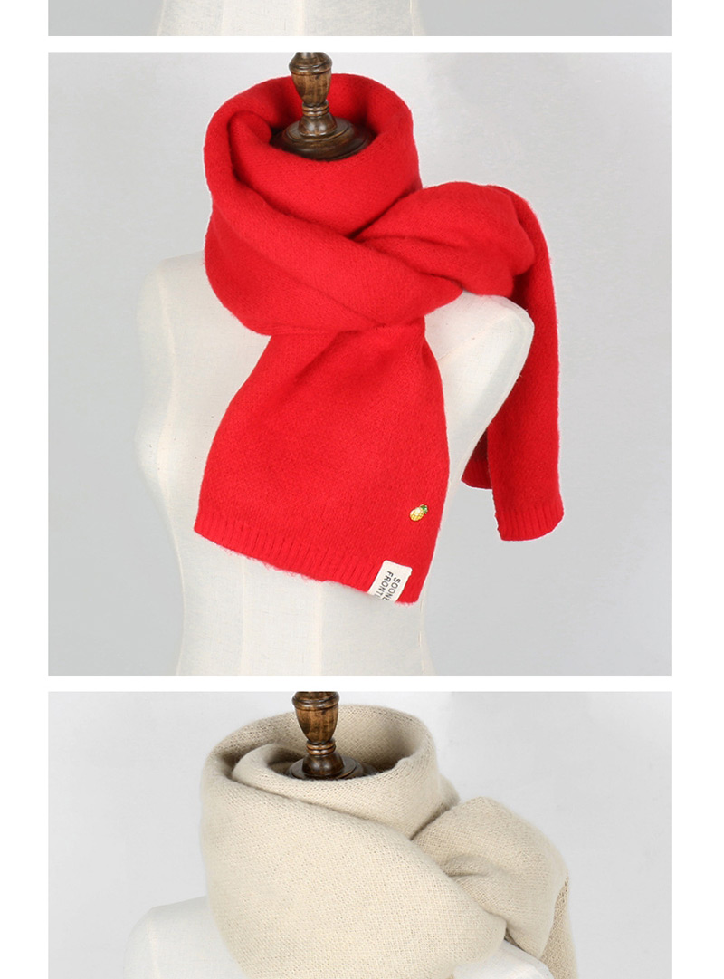 Fashion Red Pineapple Shape Decorated Scarf,knitting Wool Scaves